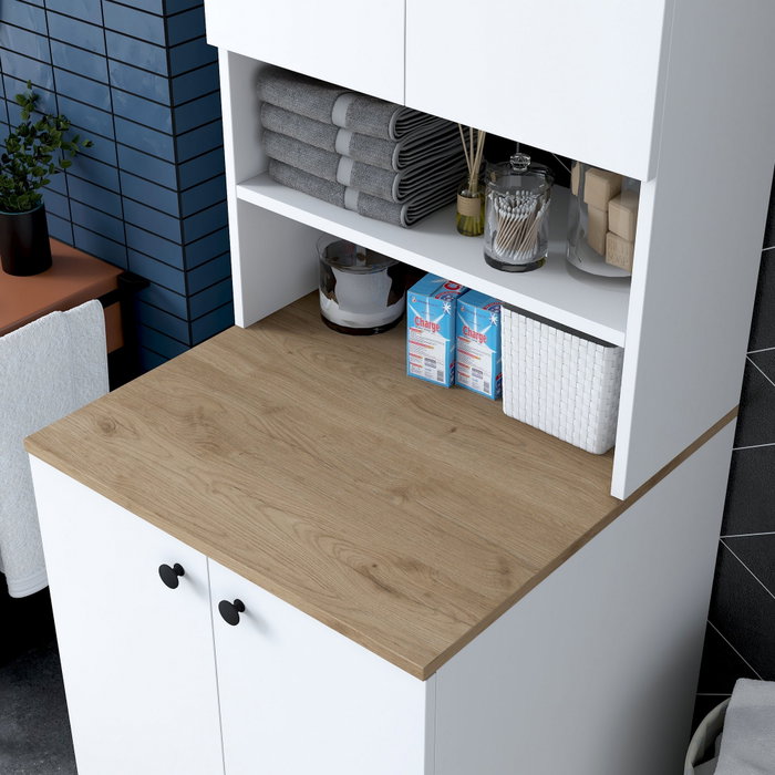 Hanah Home Armario para Lavadora KD102 - 2160 - Nogal, Organizador Funcional para Lavadero